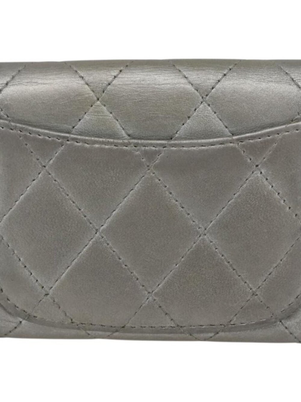 CHANEL Matelasse Card Case Leather Silver CC Auth 171336 - Picture 3 of 16